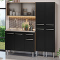 Cocina Compacta 169 cm 9 Puertas 1 Cajón Con Fregadero Marrón/Negro Emilly Madesa 01