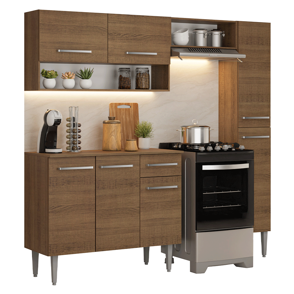 Cocina Compacta 197 cm Emilly Marrón 01