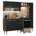 Cocina Compacta 197 cm Marrón/Negro Emilly Madesa
