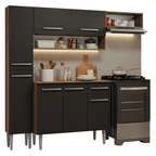 Cocina Compacta 197 cm Marrón/Negro Emilly Madesa