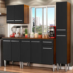 Cocina Compacta 201 cm Marrón/Negro Emilly Madesa