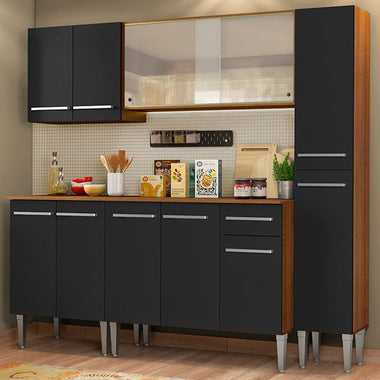 Cocina Compacta 201 cm Marrón/Negro Emilly Madesa