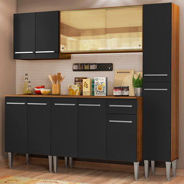 Cocina Compacta 201 cm Marrón/Negro Emilly Madesa