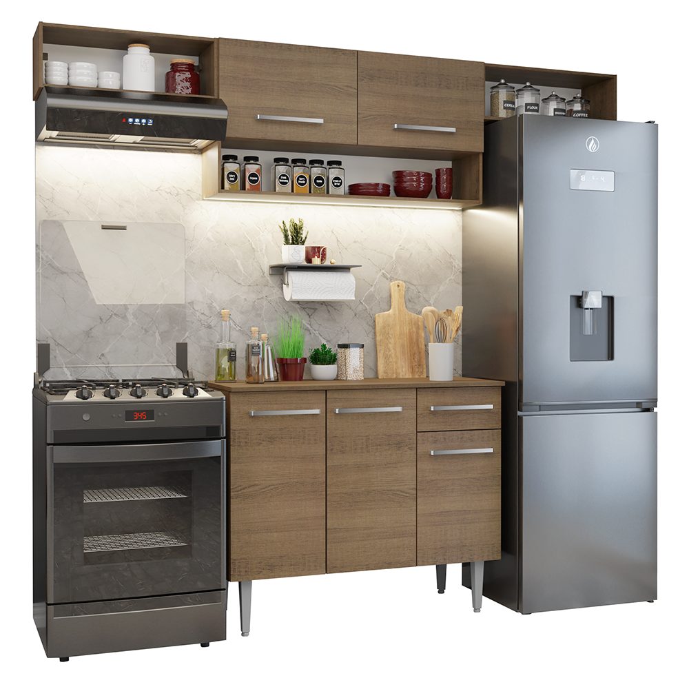 Cocina Integral 225cm Marrón Emilly Madesa 01