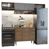 Cocina Integral 225cm Marrón/Gris Emilly Madesa 01