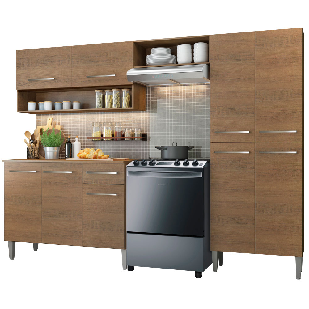 Cocina Compacta 229 cm Marrón Emilly Madesa