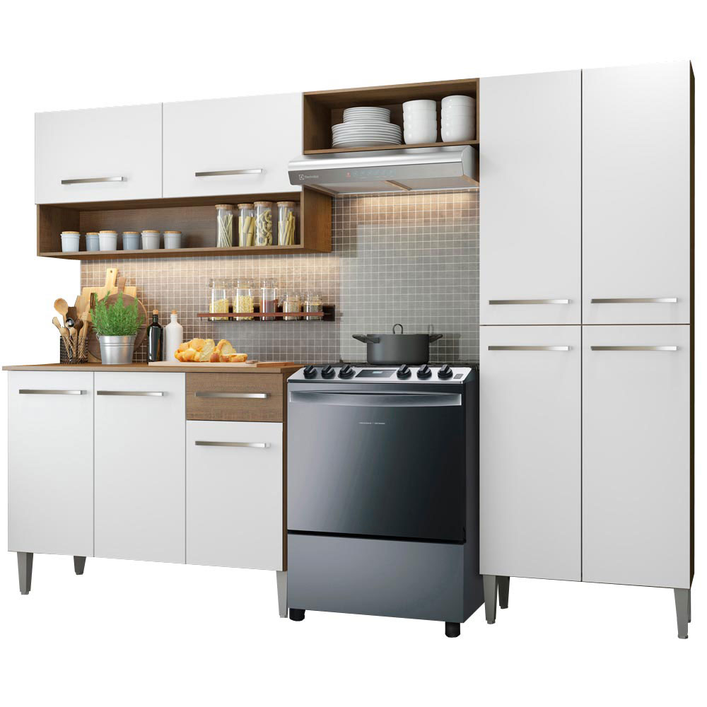 Cocina Compacta 229 cm Marrón/Blanco Emilly Madesa