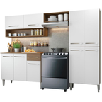 Cocina Compacta 229 cm Marrón/Blanco Emilly Madesa