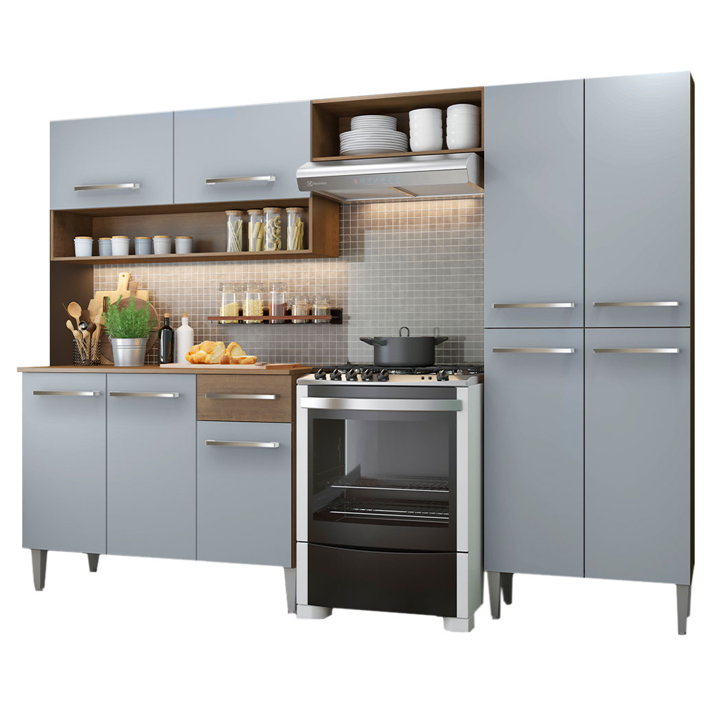 Cocina Integral 229cm Marrón/Gris Emilly Pop 02