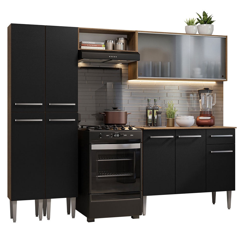 Cocina Integral 229cm Marrón Marrón/Negro Emilly 05