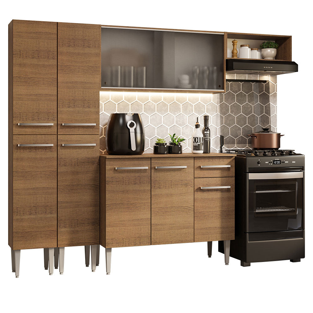 Cocina Compacta 229 cm Marrón Emilly Madesa