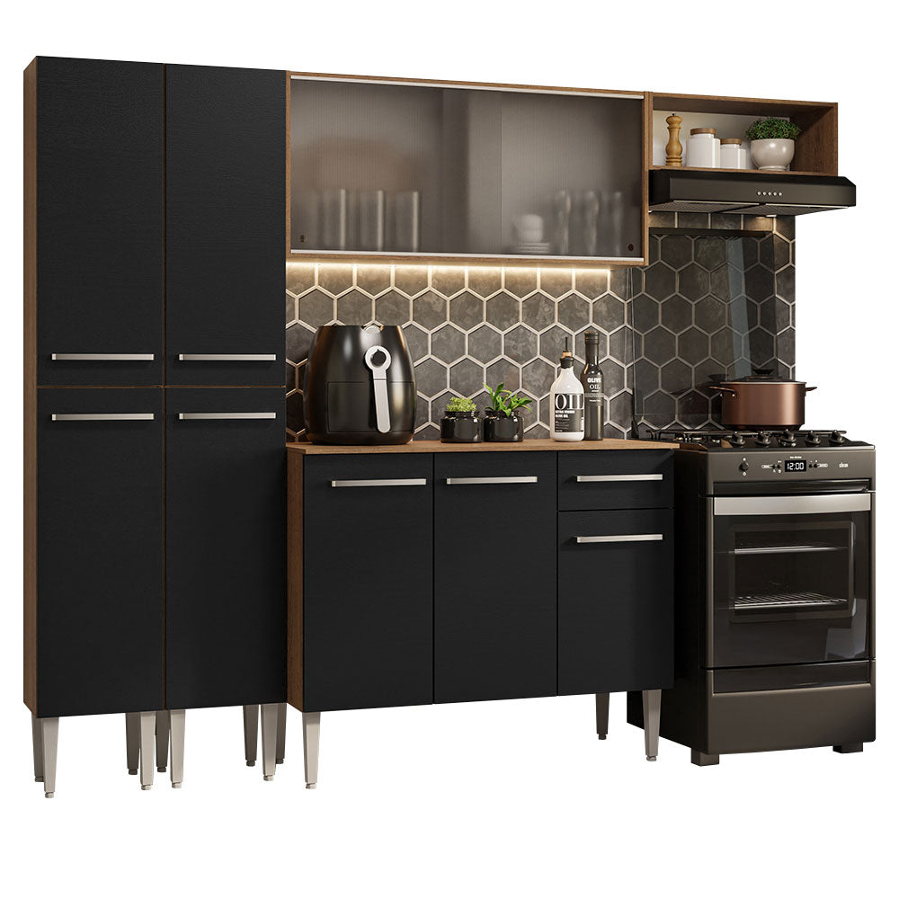 Cocina Integral 229cm Marrón/Negro Emilly 08