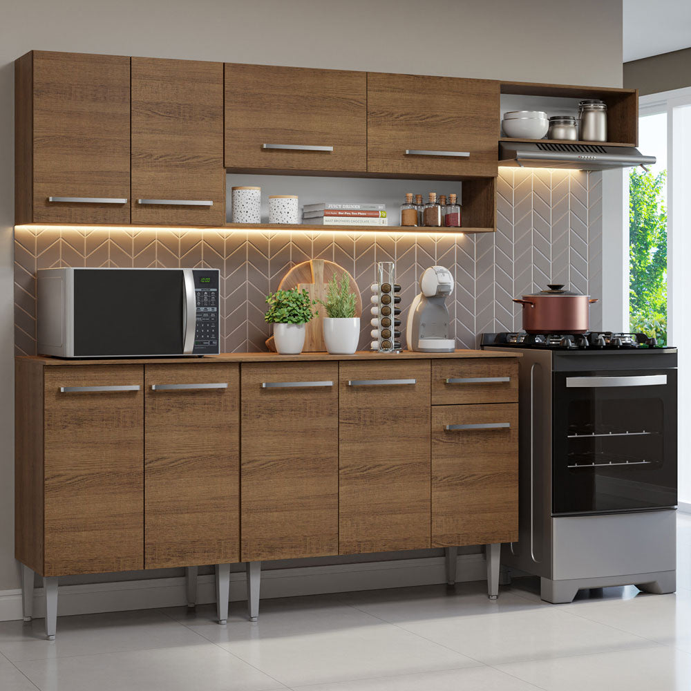 Cocina Compacta 229 cm Marrón Emilly Madesa