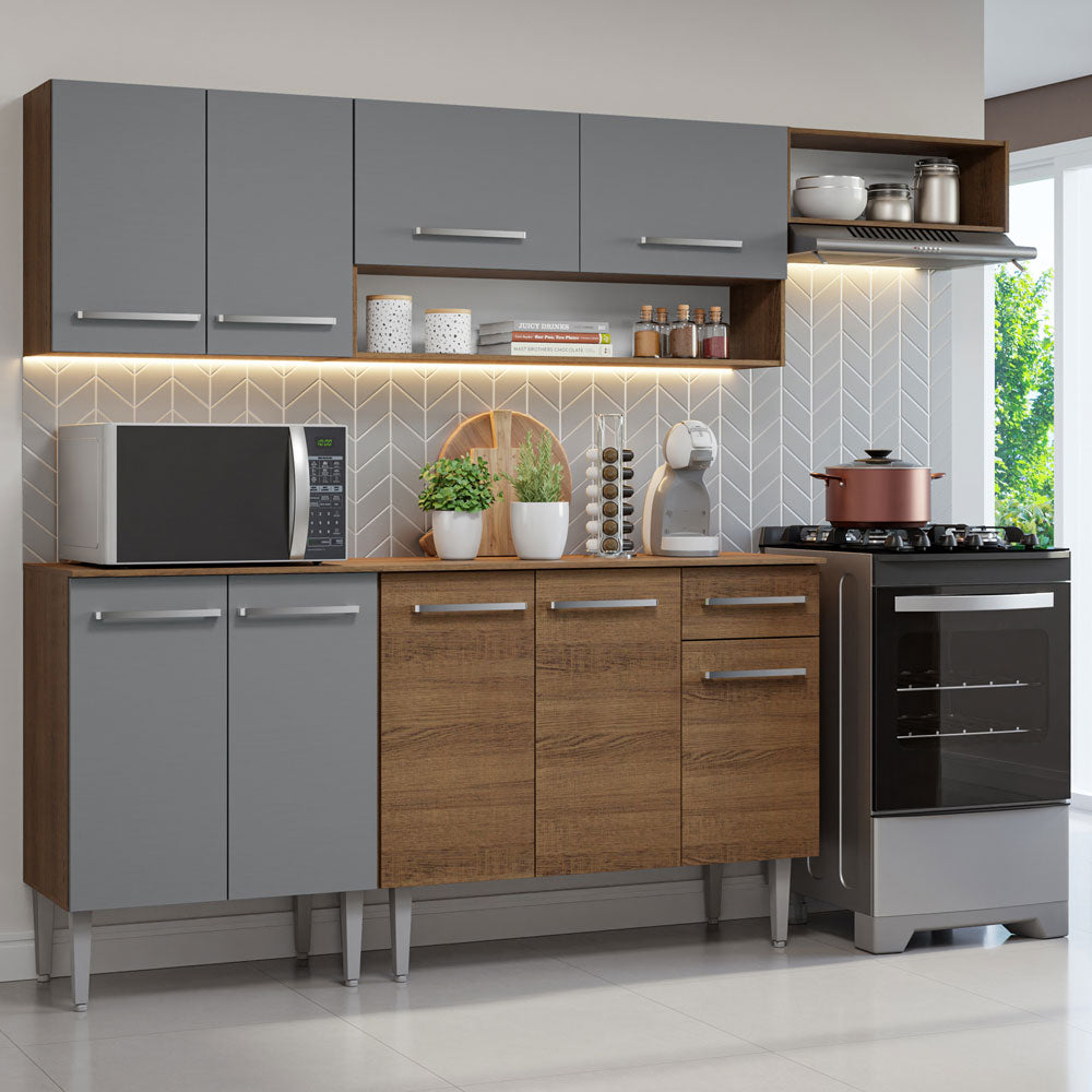 Cocina Compacta 229cm Marrón/Gris Emilly 13