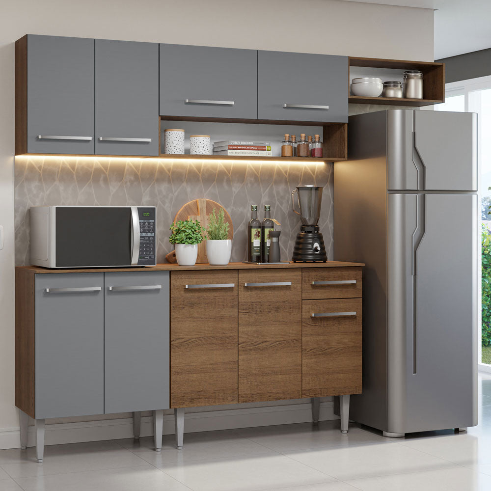 Cocina Compacta 229cm Marrón/Gris Emilly 15