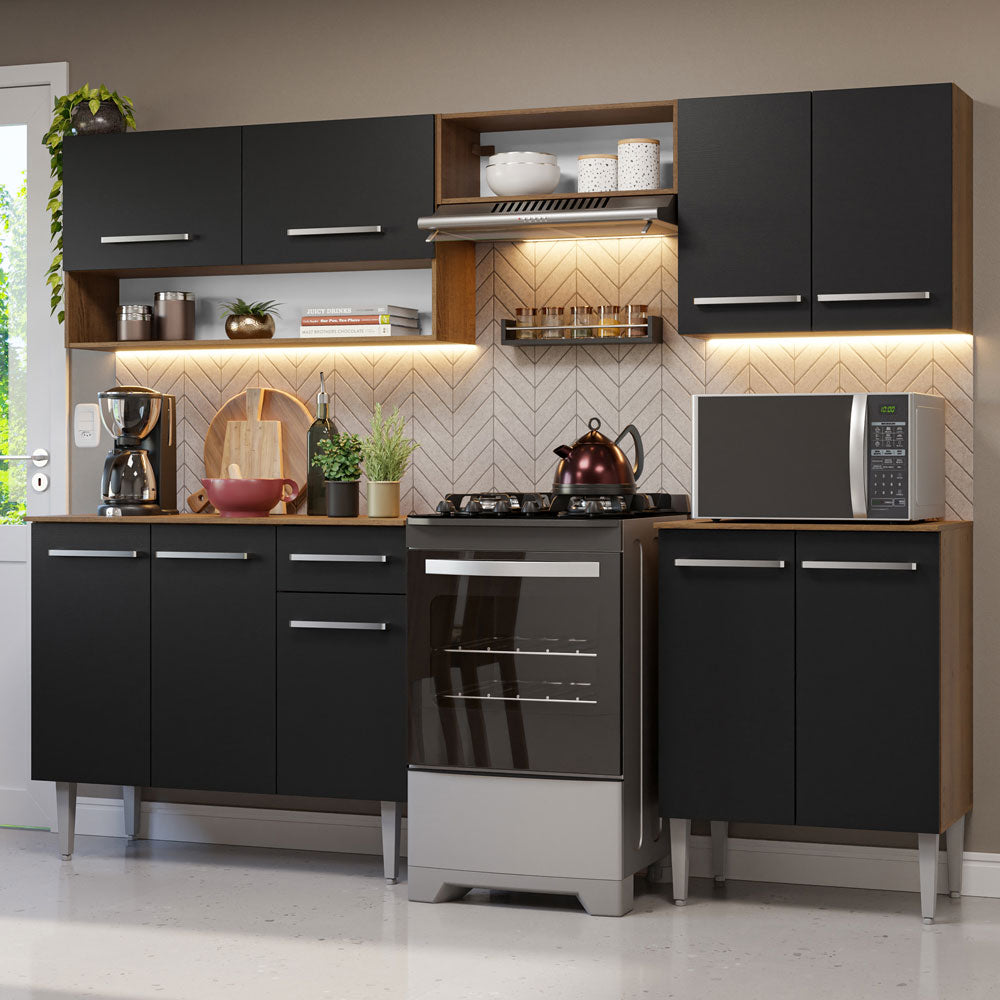 Cocina Compacta 229cm Marrón/Negro Emilly 15