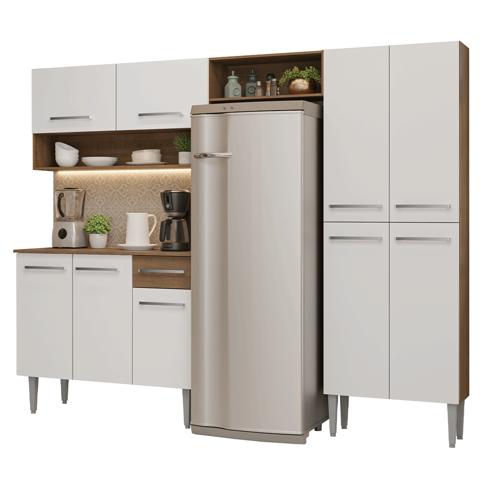Cocina Compacta 229 cm Marrón/Blanco Emilly Madesa