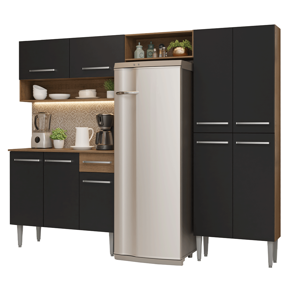 Cocina Compacta 229 cm Emilly Marrón/Negro 017