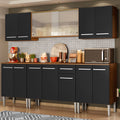 Cocina Integral 233 cm 13 Puertas 1 Cajón Marrón/Negro Emilly Madesa 02