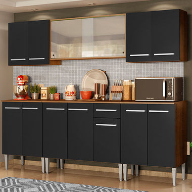 Cocina Integral 233 cm Marrón/Negro Emilly Madesa