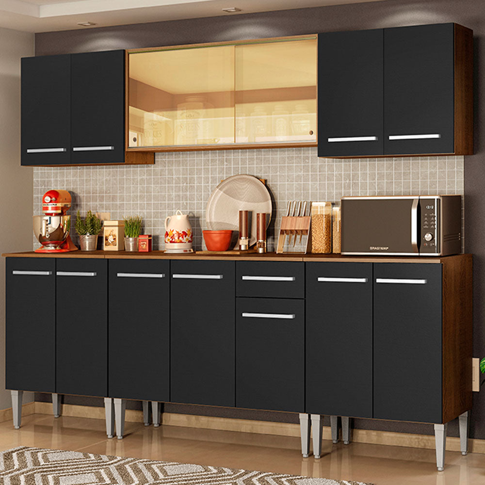 Cocina Integral 233cm Marrón/Negro Emilly 03