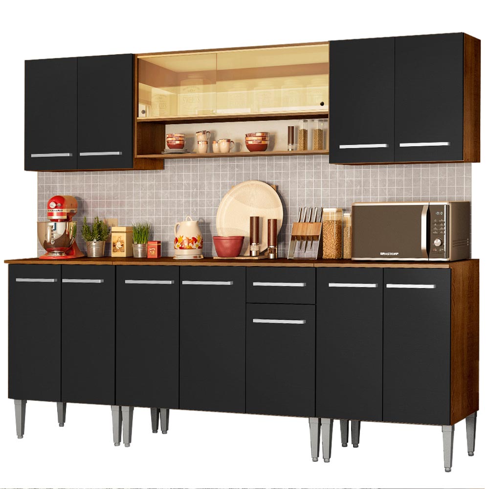 Cocina Integral 233cm Marrón/Negro Emilly Smile 04