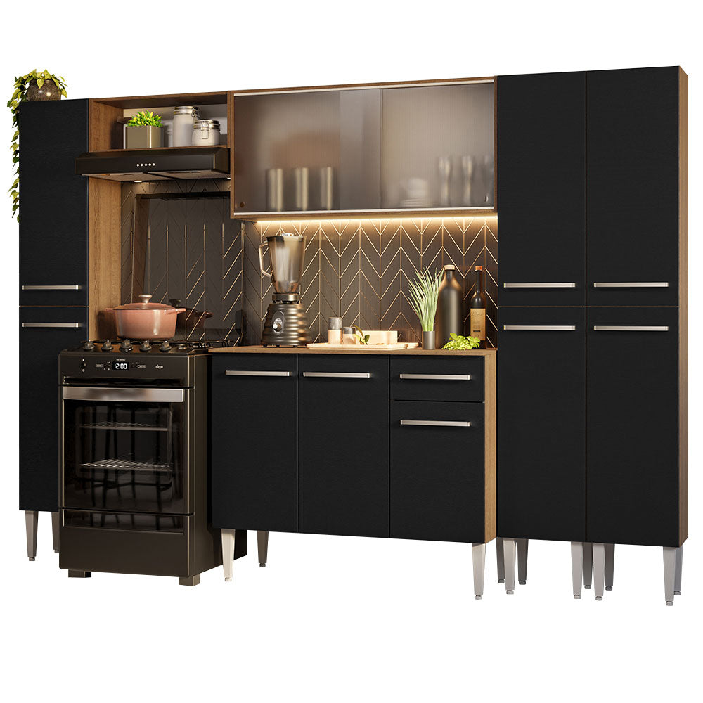 Cocina Integral 261cm Marrón/Negro Emilly 06