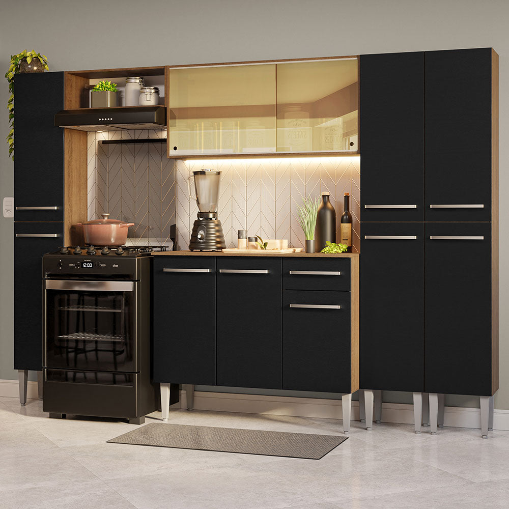 Cocina Integral 261cm Marrón/Negro Emilly 07