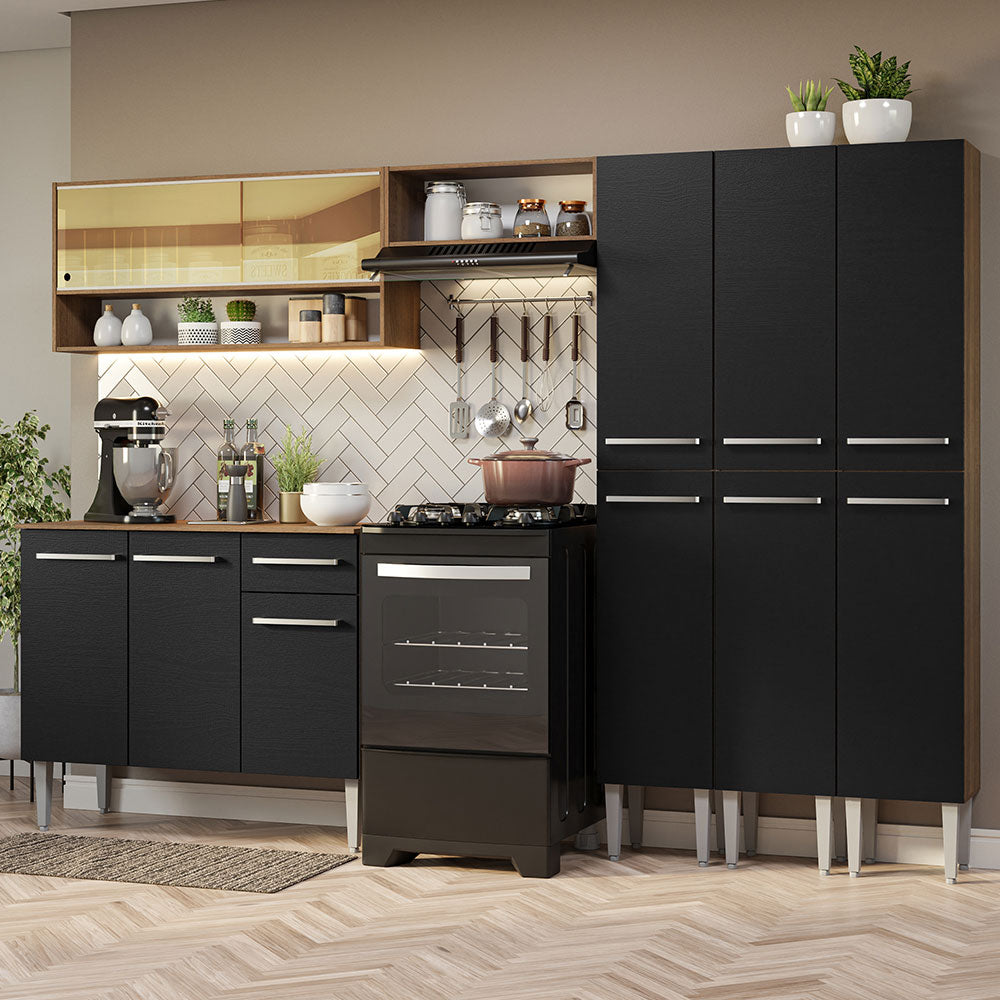 Cocina Integral 261cm Marrón/Negro Emilly 08