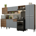 Cocina Integral 293 cm Marrón/Gris Emilly Madesa