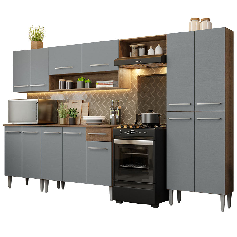 Cocina Integral 293cm Marrón/Gris Emilly 01