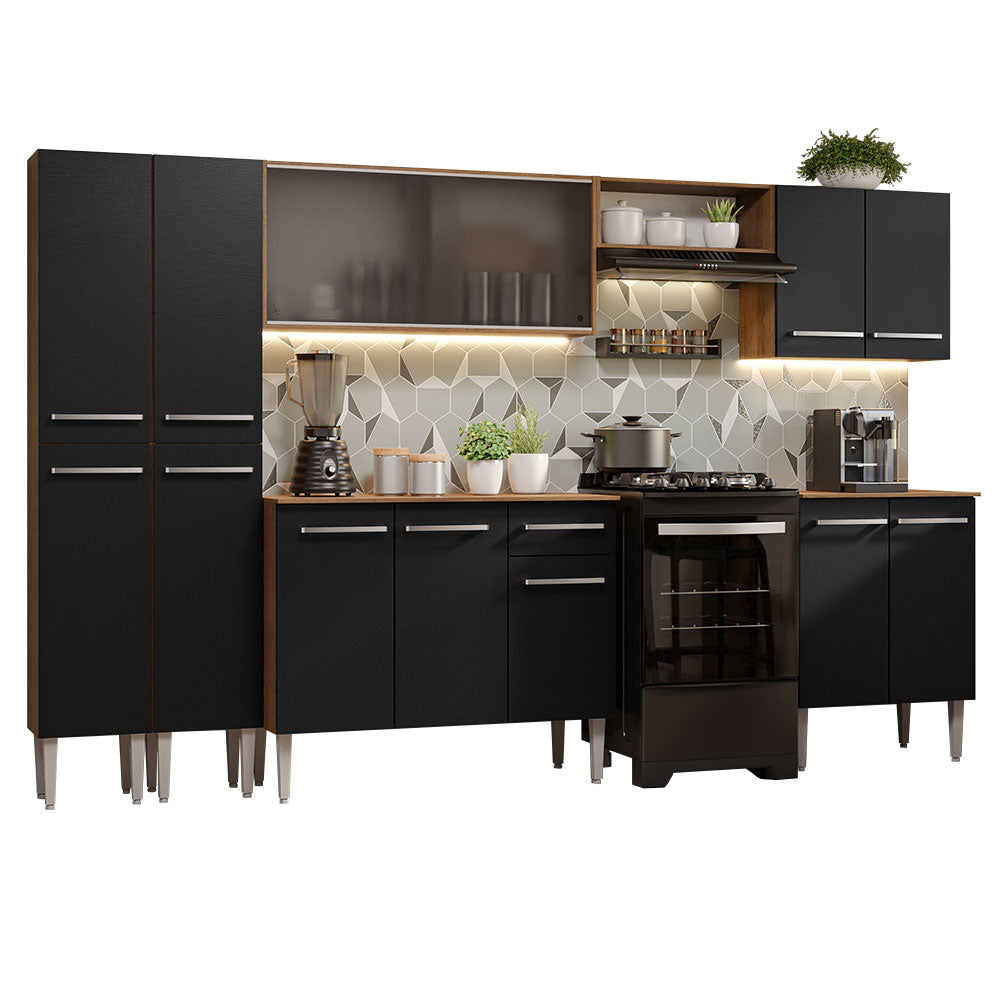 Cocina Integral 293cm Marrón/Negro Emilly 04