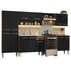 Cocina Integral 293 cm Con Fregadero Marrón/Negro Emilly Madesa
