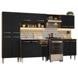 Cocina Integral 293cm con Fregadero Marrón/Negro Emilly 08