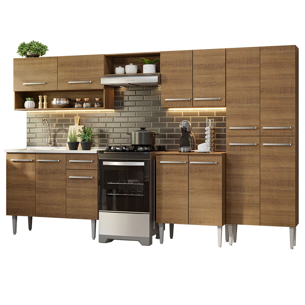 Cocina Integral 293cm con Fregadero Marrón Emilly 09