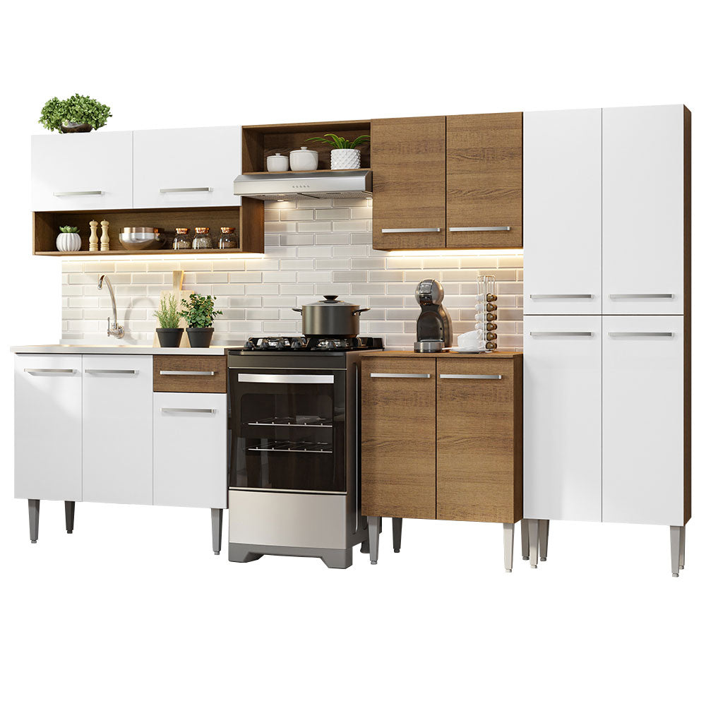 Cocina Integral 293cm con Fregadero Marrón/Blanco Emilly 09