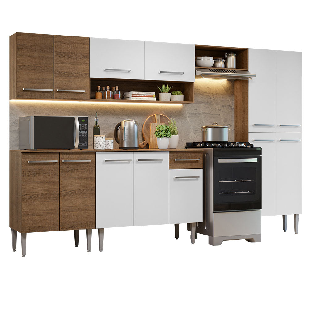 Cocina Integral 293cm Emilly Marrón/Blanco Madesa 10