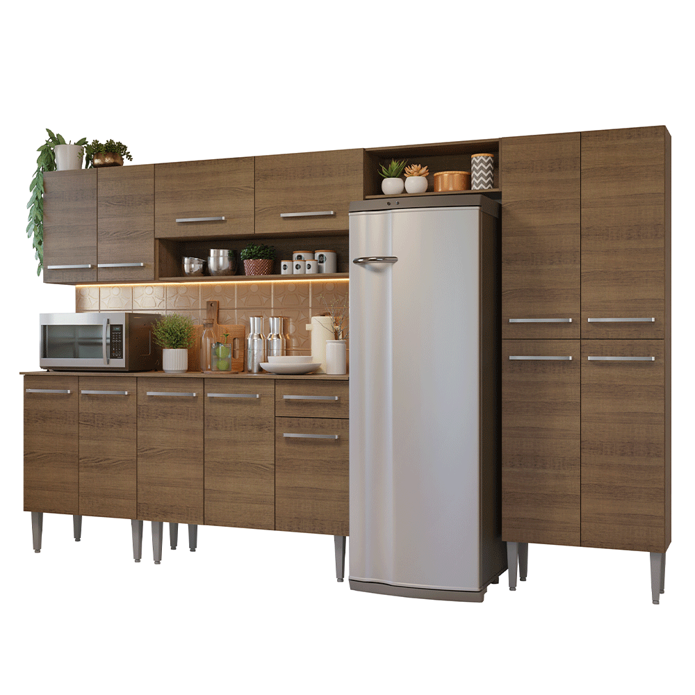 Cocina Integral 293 cm Marrón Emilly Madesa