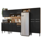 Cocina Integral 293 cm Marrón/Negro Emilly Madesa