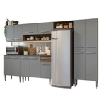 Cocina Integral 293 cm Marrón/Gris Emilly Madesa