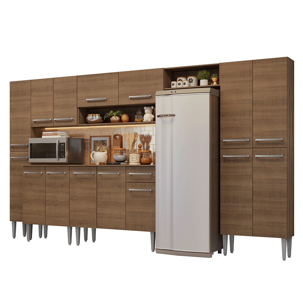 Cocina Integral 325 cm Marrón Emilly Madesa