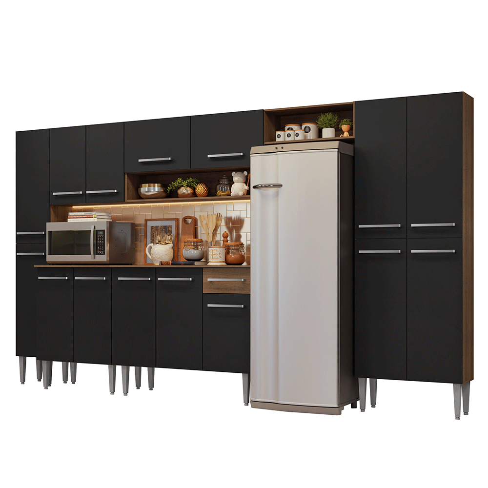 Cocina Compacta 325 cm Emilly Marrón/Negro 07