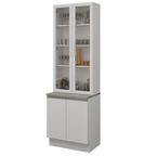 Kit Gabinete Bajo 2 Puertas y Vitrina 70 cm Blanco Glamy Madesa