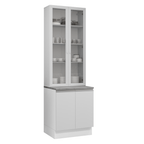 Kit Gabinete Bajo 2 Puertas y Vitrina 70 cm Blanco Glamy Madesa