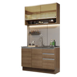 Cocina Compacta 120cm sin Fregadero Marrón Glamy 02