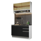Cocina Compacta 120 cm Blanco/Negro Glamy Madesa