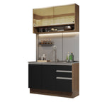 Cocina Compacta 120 cm Marrón/Negro Glamy Madesa