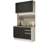 Cocina Compacta 120 cm Blanco/Negro Glamy Madesa