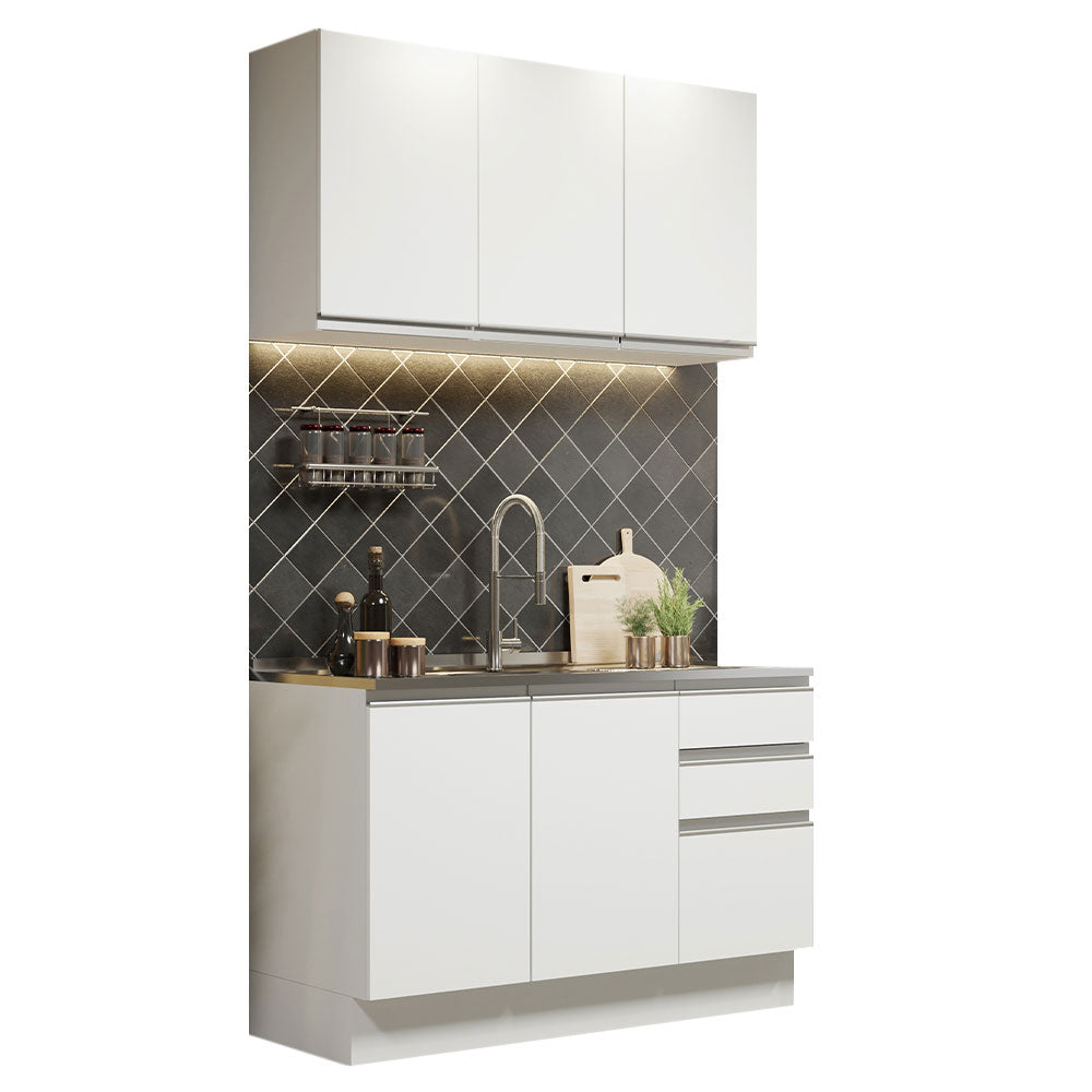 Cocina Compacta 120cm con Fregadero Blanco Glamy 04