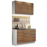 Cocina Compacta 120cm con Fregadero Blanco/Marrón Glamy 04